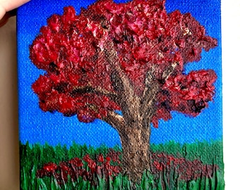 Original Maple-Leaf Oak Tree Fall Landscape Painting