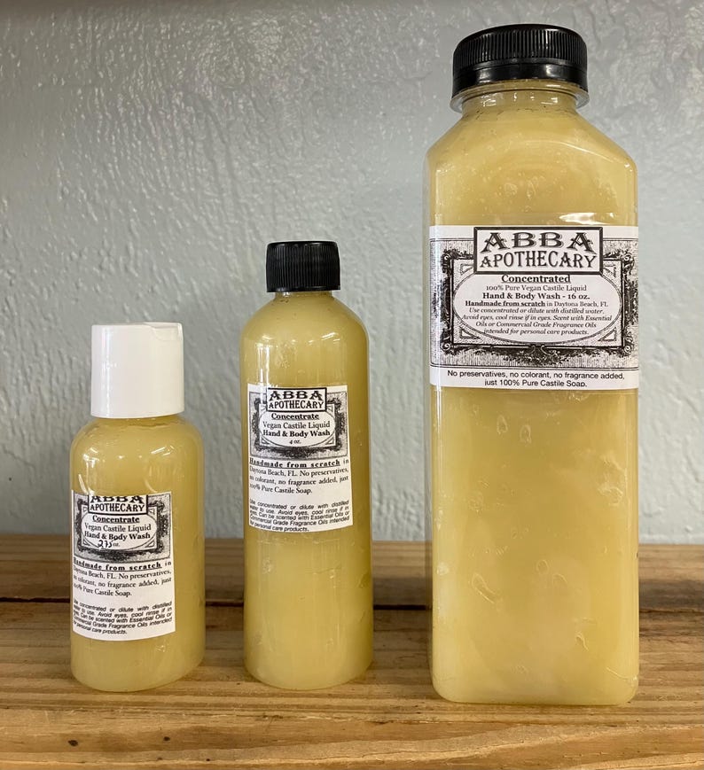 Liquid Castile Soap Concentrate Vegan From Scratch No Scent No Colorant No Preservatives FREE SHIPPING image 1