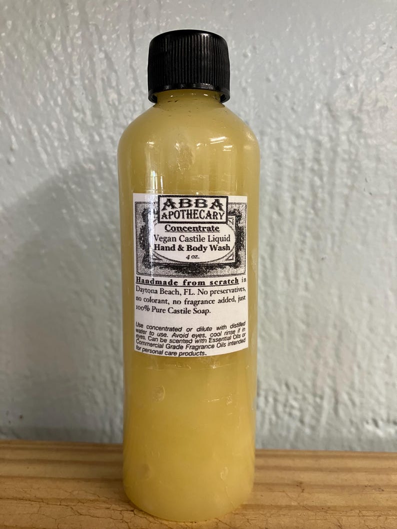 Liquid Castile Soap Concentrate Vegan From Scratch No Scent No Colorant No Preservatives FREE SHIPPING image 2