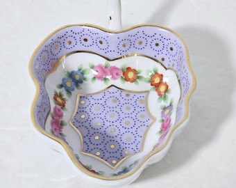 Antique Limoges Style Porcelain Leaf Dish: Floral Cottage Decor