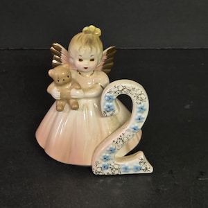 Josef Original Jahr 2 Geburtstag Mädchen Engel Porzellan Cake Topper Figur, Josef Original Zweites Geburtstagskind Figur