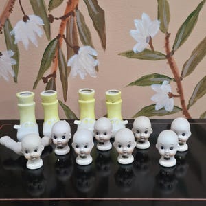 Bisque Porcelain Doll Heads, Legs, Doll Repair, Doll Parts, Porcelain Doll Parts, Doll Heads 2&quot; Tall