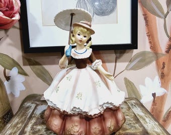Vintage Parma Lady Planter A 438 Holding Umbrella Made in Japan Unique Hard to Find