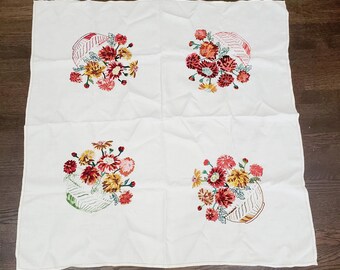 Hand Embroidered Square Tablecloth Fabric Table Cover 41" x 41"