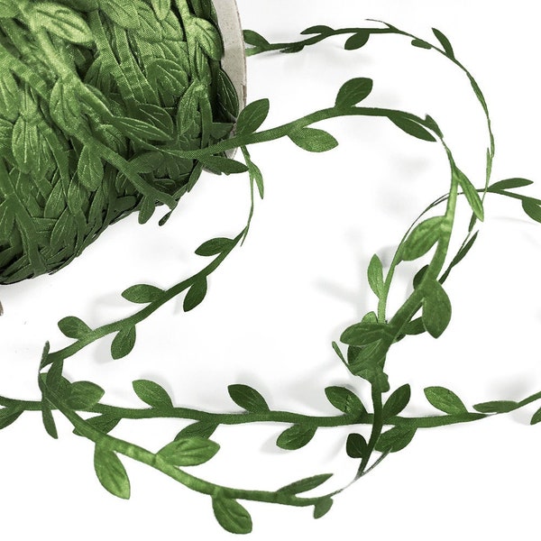 Artificial Gold Vine Leaf Ribbon Trim, Garland Vines for Band Hanging Plants Leaves Decorative, Wreath Wall DIY, 20-yds, 218-yards, EJ-2029