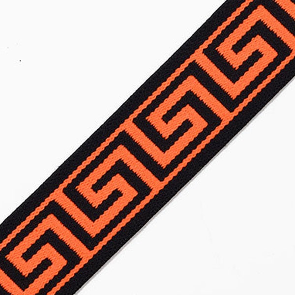 25mm (1") Greek Key Elastic Stretch Band Trim for headband, hand band and waist belt, 2-yards, TR-11816