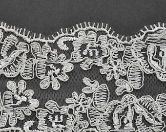 Embroidery Flower Lace Trim, Wedding Lace Trim 3-1/2 Inch by 1 Yard, TR-10697