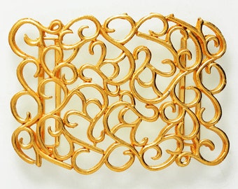 Vintage GOLD Metal Belt Buckle, Vintage Fashion Jewelry by 1 pc, 3-1/8'' x 2-1/4", LT-5479
