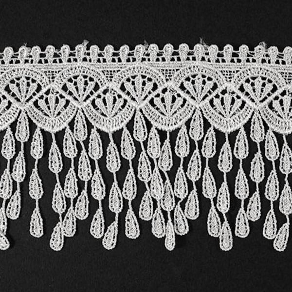 Venise Lace Ribbon Trim, 3-3/8 Inch by 1 Yard, Black, White, TR-11433