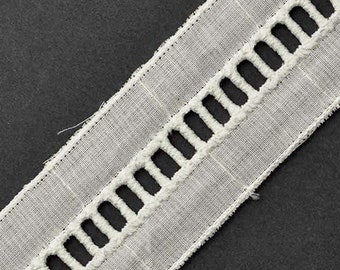 1-1/2" Faggoting Cotton ladder Lace Trim by 2-Yards, Black, Off White, Natural, TR-11093B