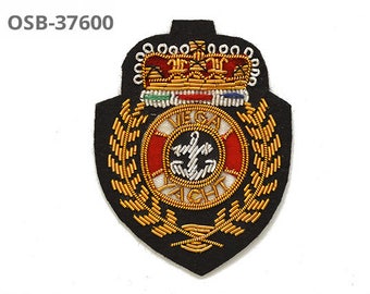 Gold Bullion Wire Embroidered Badges, Sew-on Applique Patch by 1 pc, OSB-13838, 18810, 37600