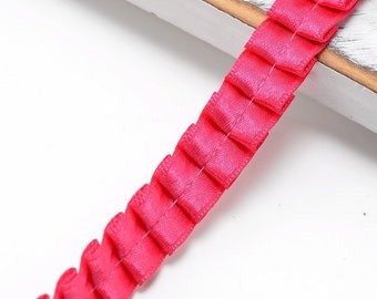 1/2" (12mm) Pleated Ruffled Satin Ribbon Trim by 2-Yards, 7 Colors, STEP-18838