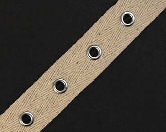 4mm Eyelet Twill Tape Trim by 2-yards, 5 colors, TR-11160