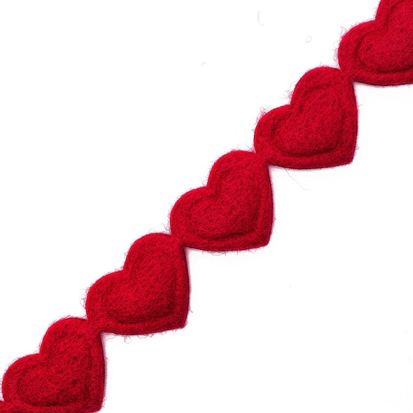 14mm Iron-on Heart Trim by 2-Yards, Light Pink, Red, STEP-7481