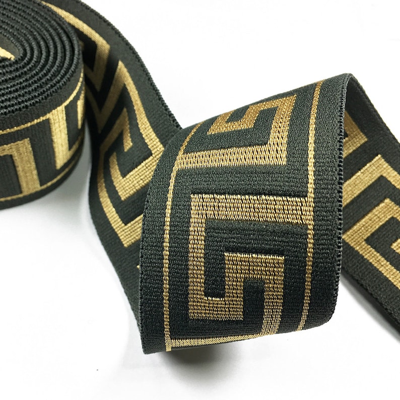 1-9/16 Greek Key Elastic Stretch Band Ribbon Trim for making headband, hand band and waist belt, 1 yard, TR-11375 image 8