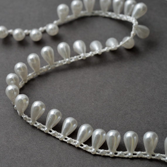 4 and 8 MM - White Pearl String, pearl rope, pearl trim by the yard