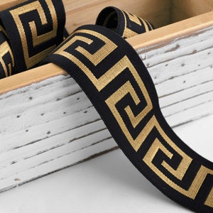 1-9/16 Greek Key Elastic Stretch Band Ribbon Trim for making headband, hand band and waist belt, 1 yard, TR-11375 image 4
