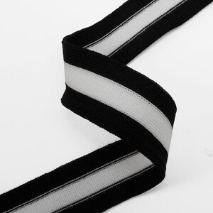 1 25mm Knit Tape Ribbon Trim by 3-yards, Black/white, TR-11756, TR ...