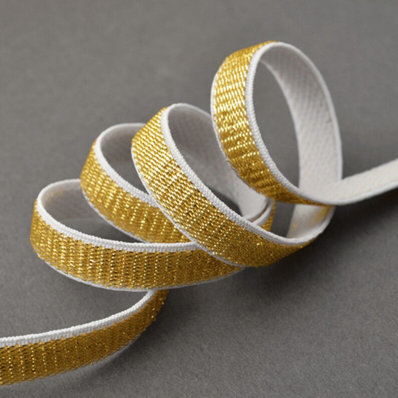 3/8 10mm Metallic Gold Elastic Stretch Band Ribbon Etsy