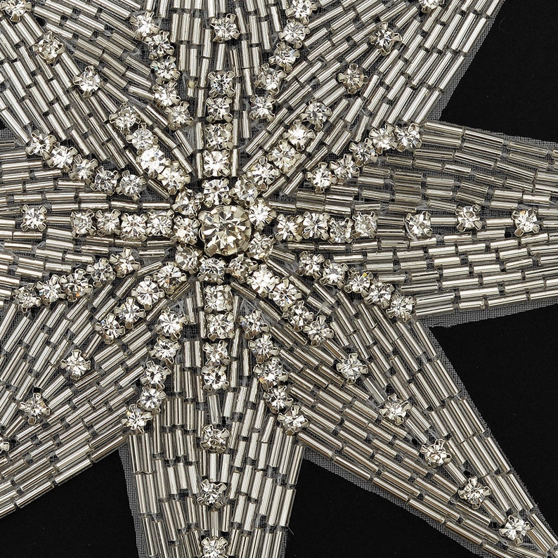 Star Rhinestone Beaded Applique Patch Bridal Applique Etsy