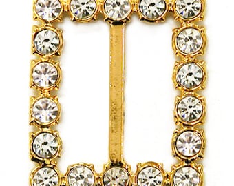 Preciosa Crystal Rhinestone Rectangular Buckle by pc, 2-3/8" x 1-13/16", T1897