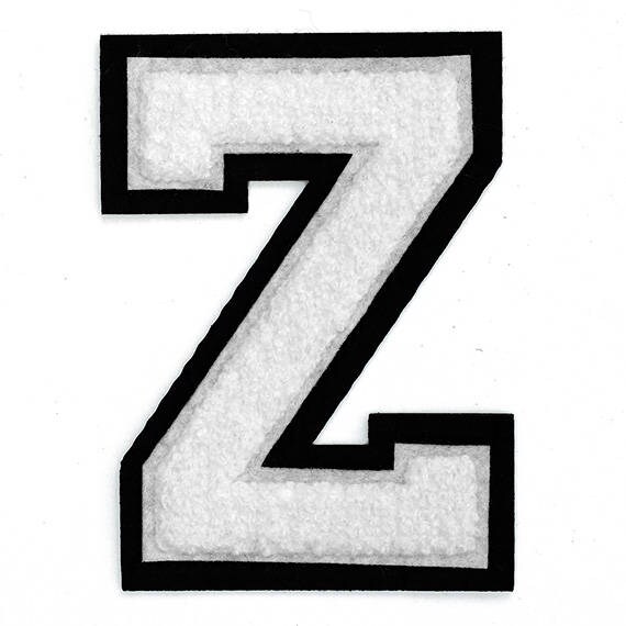 Letter C - Chenille Stitch Varsity Letter Iron-On Patch by pc, 4-1/2,  White/Black, TR-11648 White/Black C