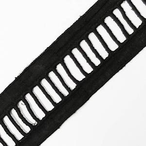 1-5/8 Faggoting Cotton ladder Lace Trim by 2-Yards, Off White, Black, TR-11093A image 4