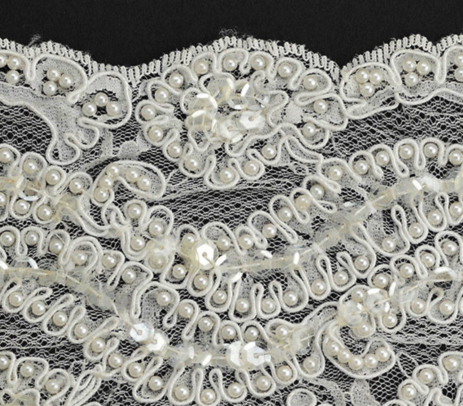 Beaded Sequin Embroidery Ribbon Lace Trim Bridal Lace 4 Inch Etsy