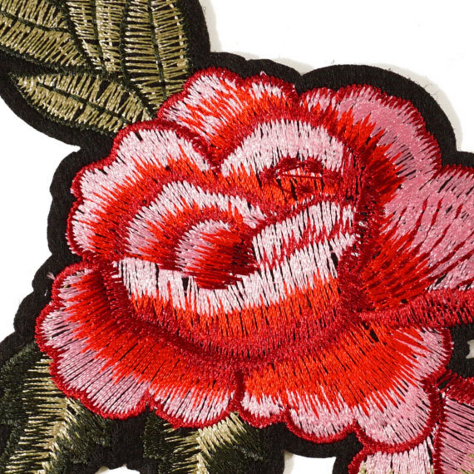 Embroidered Red Floral Ironon Applique Patch Embroidery Etsy