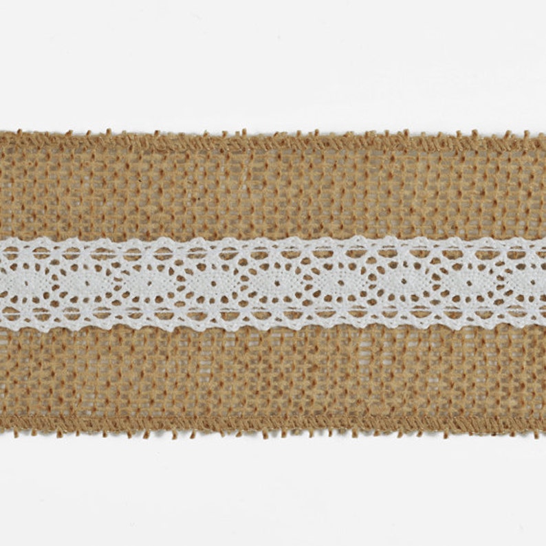 2.5 Burlap & Lace Trim by 10-yards Roll, MOR-7459 image 3