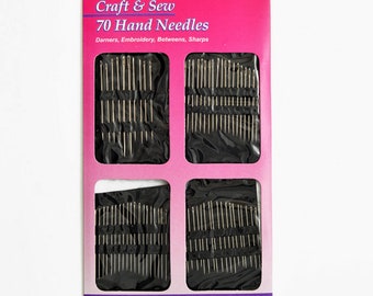 70 Piece Hand Needles. Darners, Embroidery, Betweens and Sharps. Variety of Sizes for Every Projects