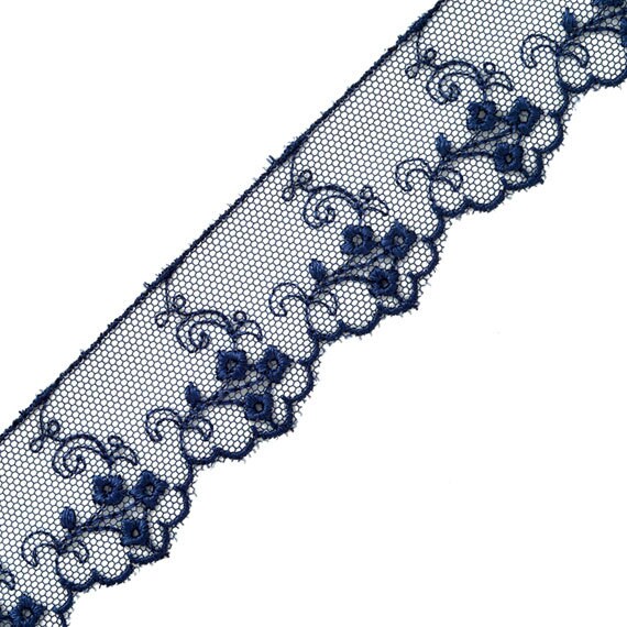 Navy blue 2024 stretch lace trim