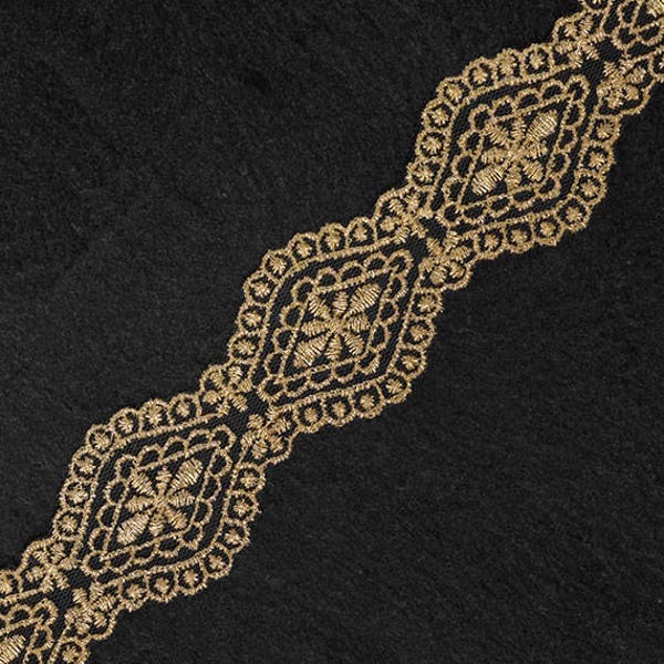 1-3/4" Metallic Gold Thread Lace Trim by 1 Yard, LP-ST-4442