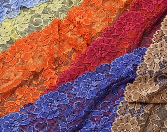 6" Elastic Stretch Raschel Lace Trim by 1 Yard, 11 colors, SEE-SL-0415