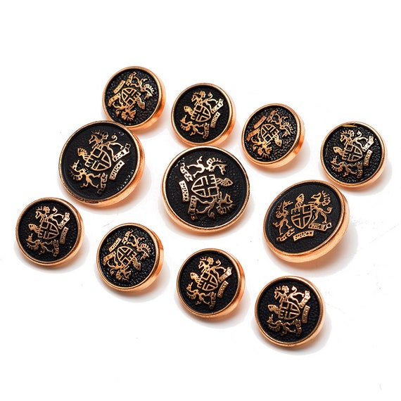 Gold Metal Blazer Buttons Set for suit jacket, blazer, or sport coat. High  quality