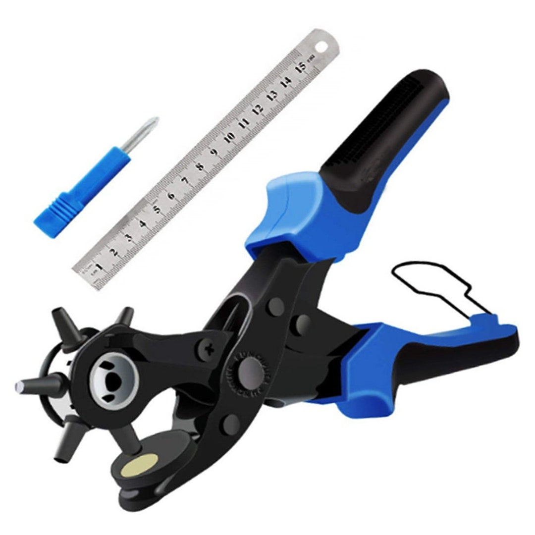 Revolving Leather Hole Punch Plier Tool Kit for Belts, DIY or Craft