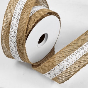 2.5 Burlap & Lace Trim by 10-yards Roll, MOR-7459 image 1