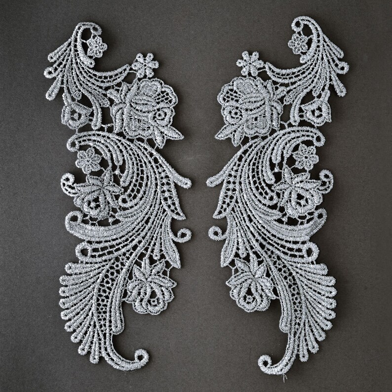 91/2 X 4 Metallic Applique by Pair Gold Silver Etsy