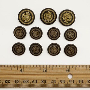 Sew On Metal Buttons for Suit Jackets, Blazer, or sport coat. 11 pcs per set, Black/Gold, TR-11910 image 6