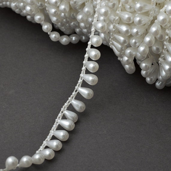 4 and 8 MM - White Pearl String, pearl rope, pearl trim by the yard