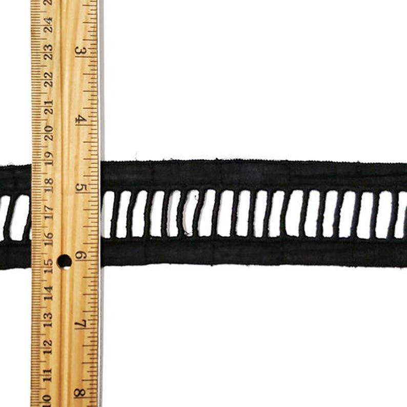 1-5/8 Faggoting Cotton ladder Lace Trim by 2-Yards, Off White, Black, TR-11093A image 5