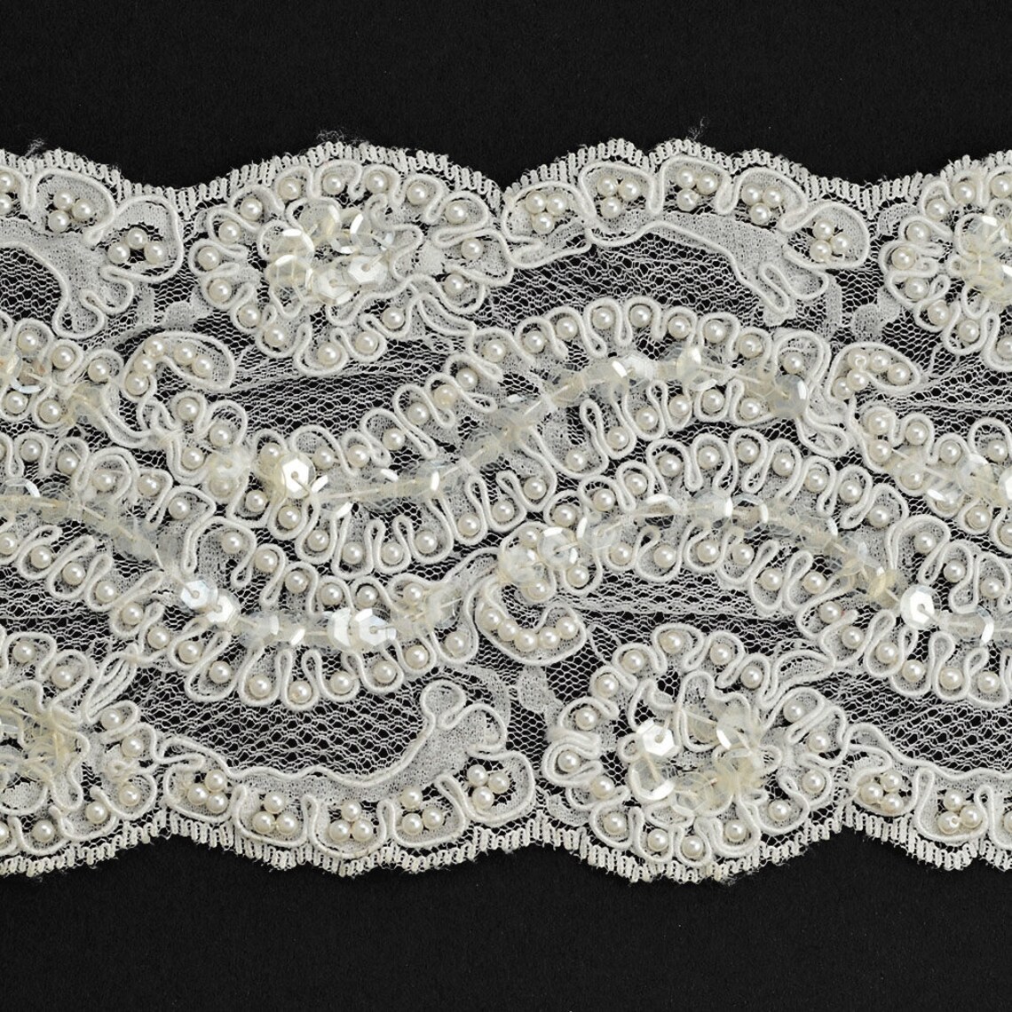 Beaded Sequin Embroidery Ribbon Lace Trim Bridal Lace 4 Inch Etsy