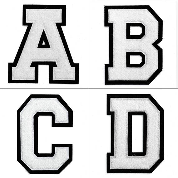 Varsity Letter Patches White Chenille Letter Patches 4-1/2 Letterman  Jacket Patches Large Iron on Letter Patches for Clothing (White-R)