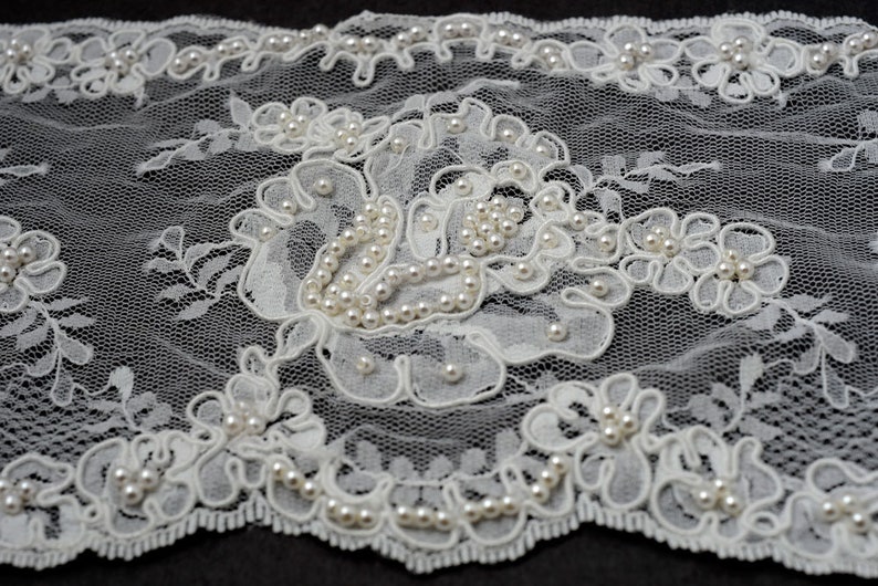 Pearl Beaded Sequin Embroidery Ribbon Lace Trim Bridal Lace Etsy