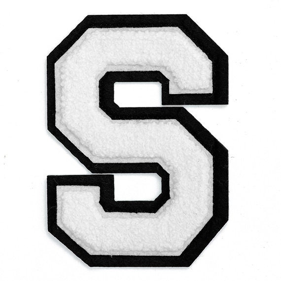 White Iron On Varsity Letter Patches - Set of 3 - Small 5.5 cm (2.25 i —