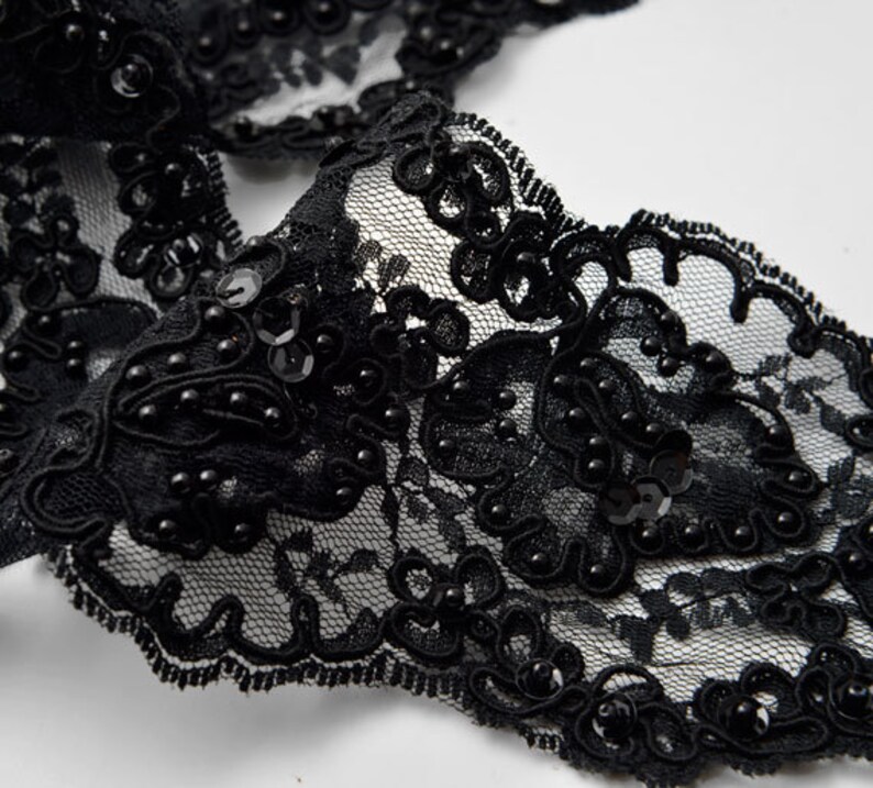 Beaded Sequin Embroidery Ribbon Lace Trim Bridal Lace 31/4 Etsy