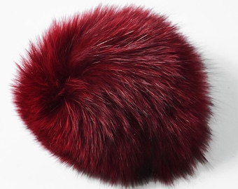 Natural Fox Fur Pom Pom balls by pc, Approx. 4-1/2"D, TR-11081