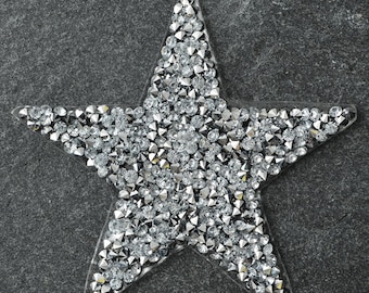 3-1/4" Star Shape Rhinestone iron-on Applique Patch by pc, TR-11039