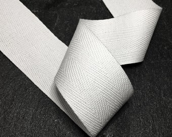 Herringbone Cotton Twill Tape Trim by 10-Yards, Natural, White, 4-Sizes, SP-2787