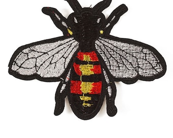 Bee Embroidered Iron-On Patch, Embroidery Applique by 2 pcs, 4-1/2", TR-11309